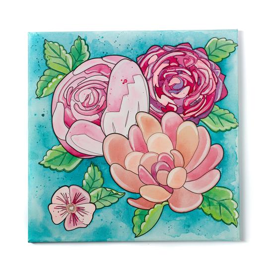 Watercolor Paint by Number Bold Floral