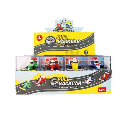 Diecast Pull Back Racing Car in Clear Box Asst