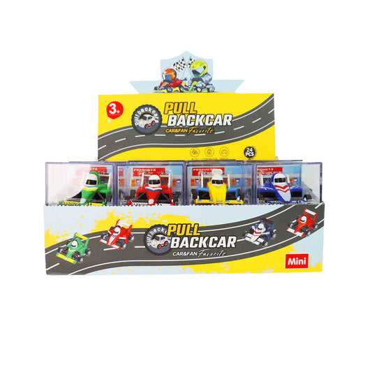 Diecast Pull Back Racing Car in Clear Box Asst