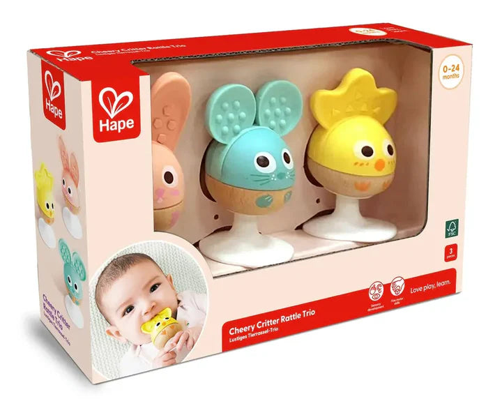 Cheery Critter Rattle Trio