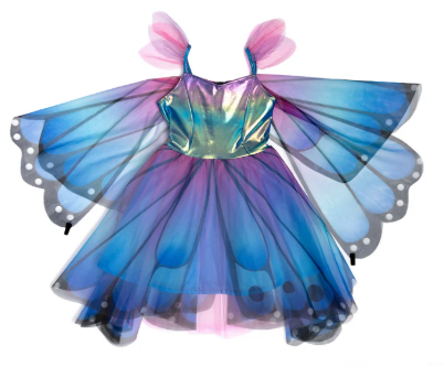 Butterfly Twirl Dress with Wings & Headband, Blue/Purple Size 5-6