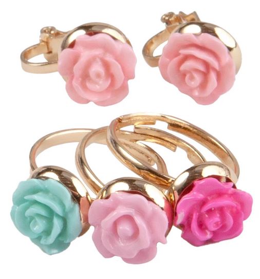 Rose Rings Earrings Set