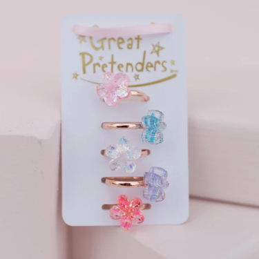 Shimmer Flower Rings 5pcs