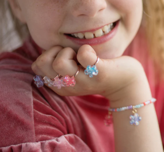 Shimmer Flower Rings 5pcs