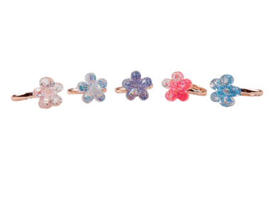 Shimmer Flower Rings 5pcs
